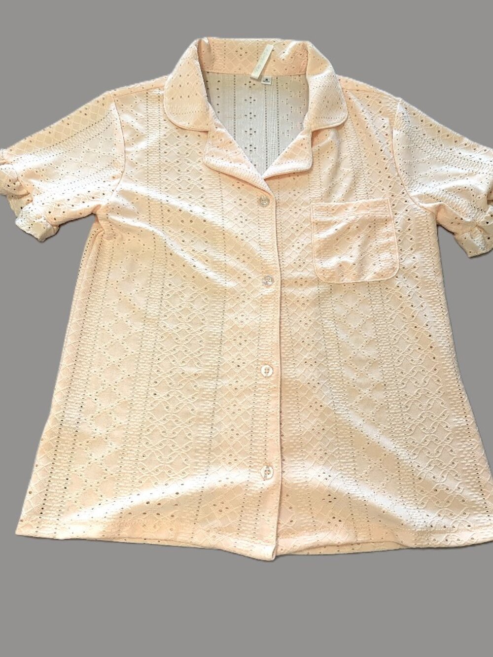 Never Worn Peach Women Pajamas Shorts Sleeves Top/Shorts Ruffles Size S - Picture 2 of 11